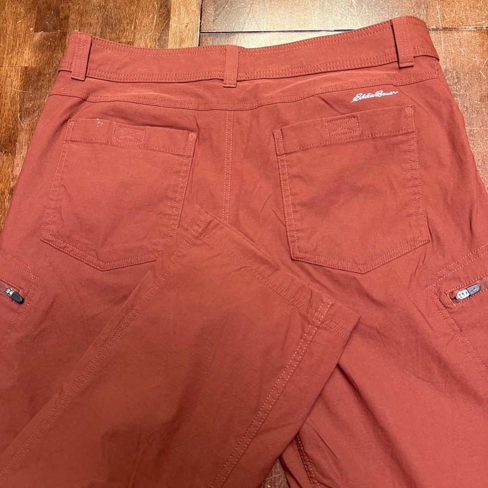 Eddie Bauer First Ascent Pants Mens 35x30 Rust Red Hiking Cargo Stretch Hiking